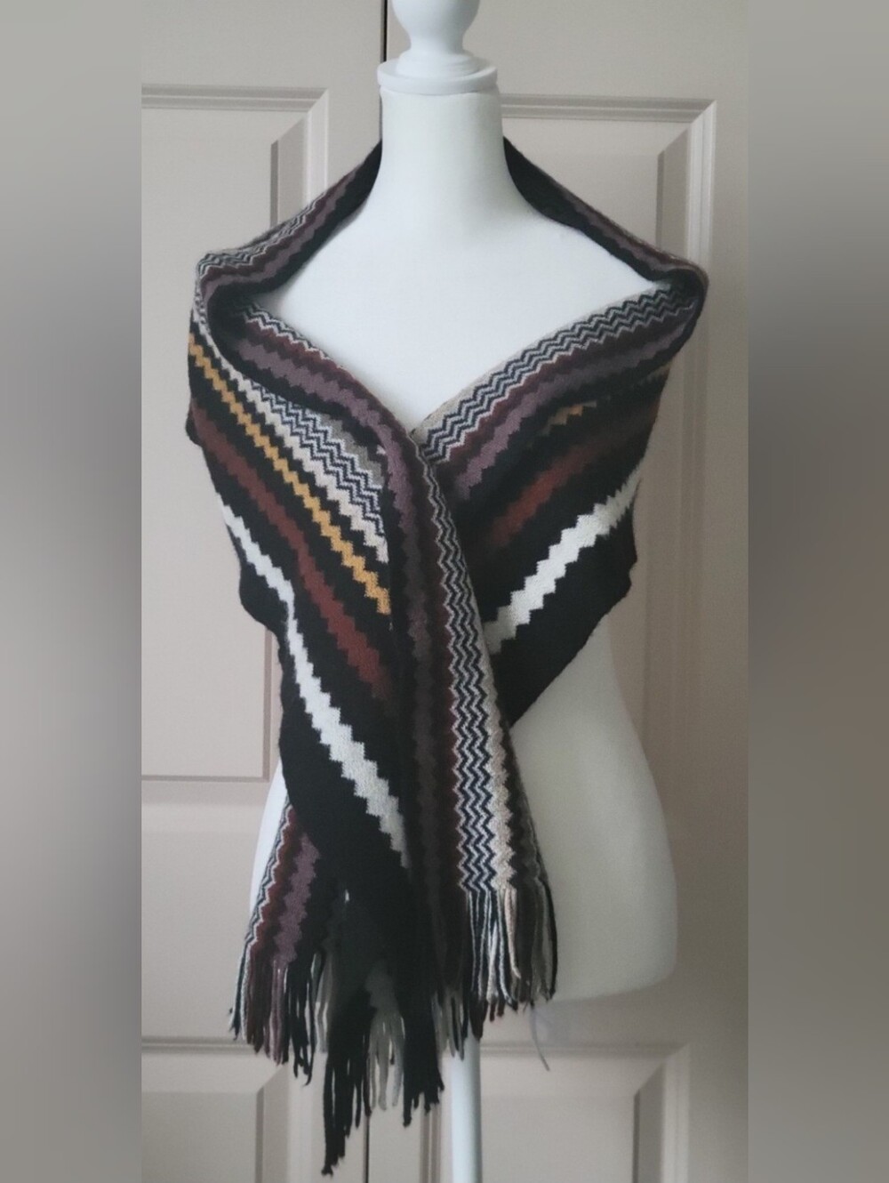 Missoni Chevron Knit Fringe Wrap